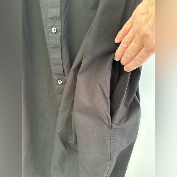 EILEEN FISHER ORGANIC COTTON STRETCH POPLIN SHIRT DRESS - BLACK - PLUS SIZE 3X - Picture 8 of 10